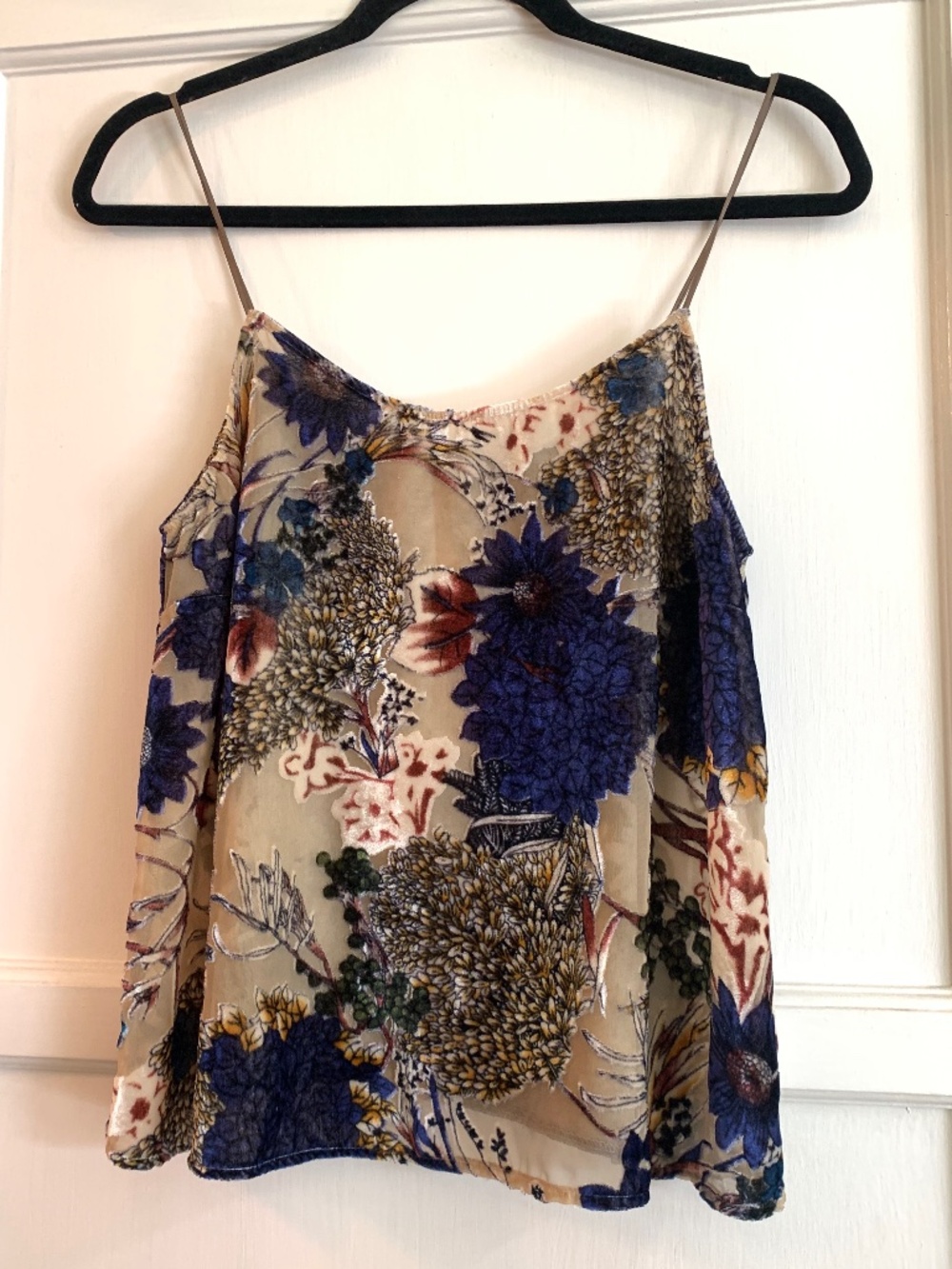 Vintage Sheer Velvet Burnout Floral Camisole